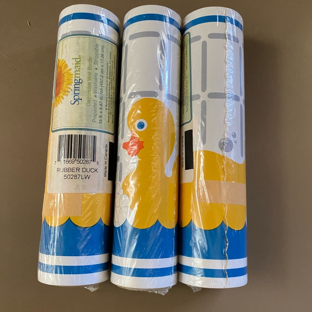 NEW- Springmaid Rubber Duck Wallpaper Border ft total Bathroom decor